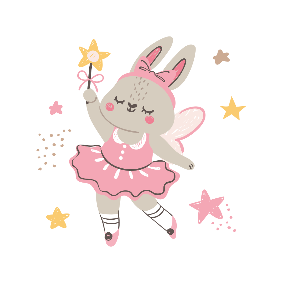 Tapis vinyle pour enfants lapin dansant avec baguette - TenStickers