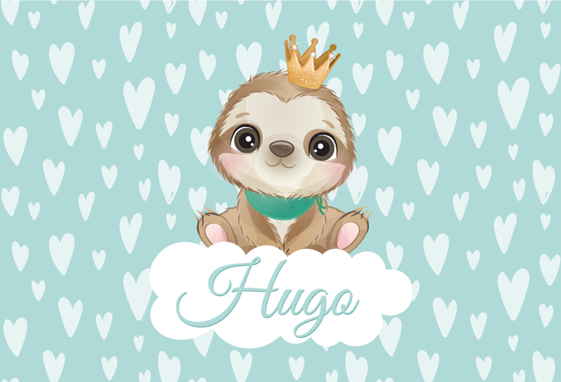 Tapis vinyle chambre bébé paresseux avec prénom - TenStickers