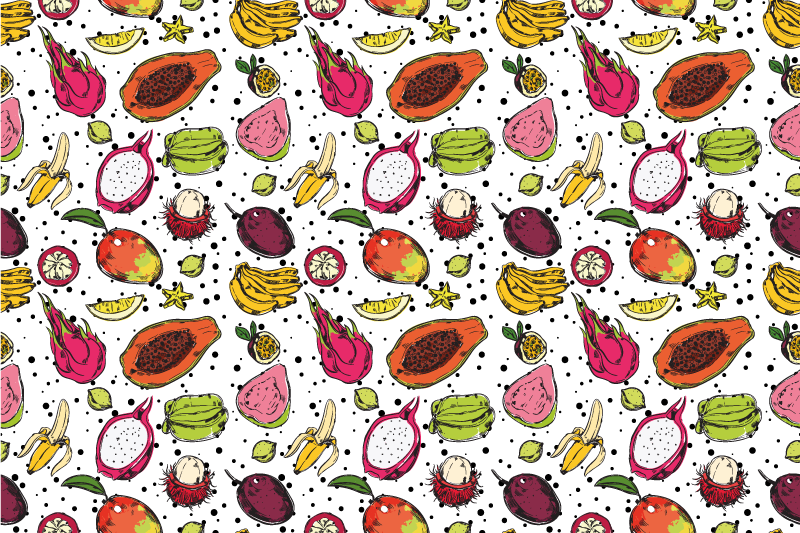 Tapis vinyle fleurs et plantes motif fruits tropicaux - TenStickers