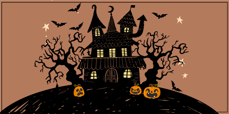 Tapis vinyle halloween scène de maison hantée - TenStickers