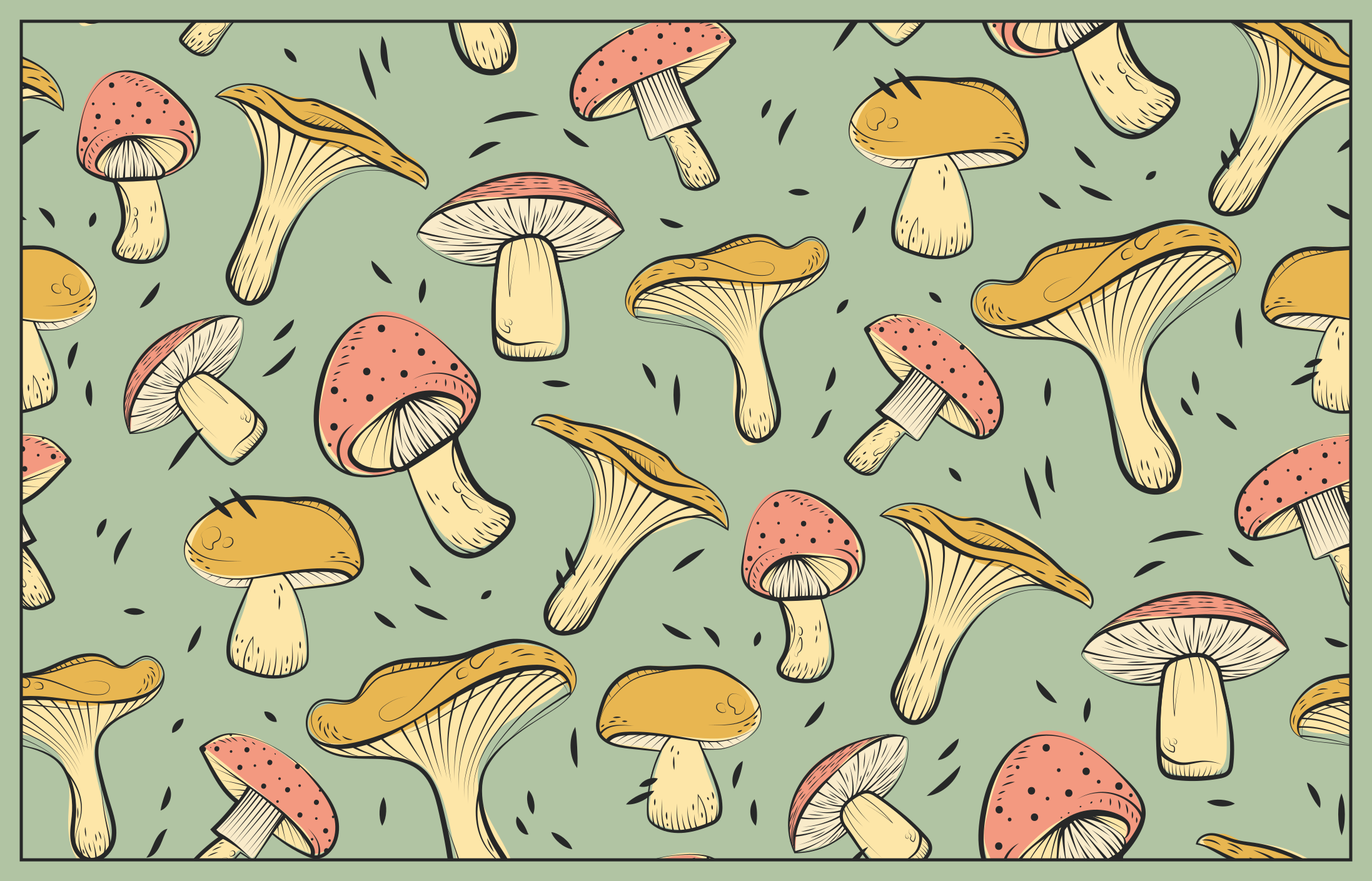Tapis vinyle nature motifs de champignons fantaisistes - TenStickers