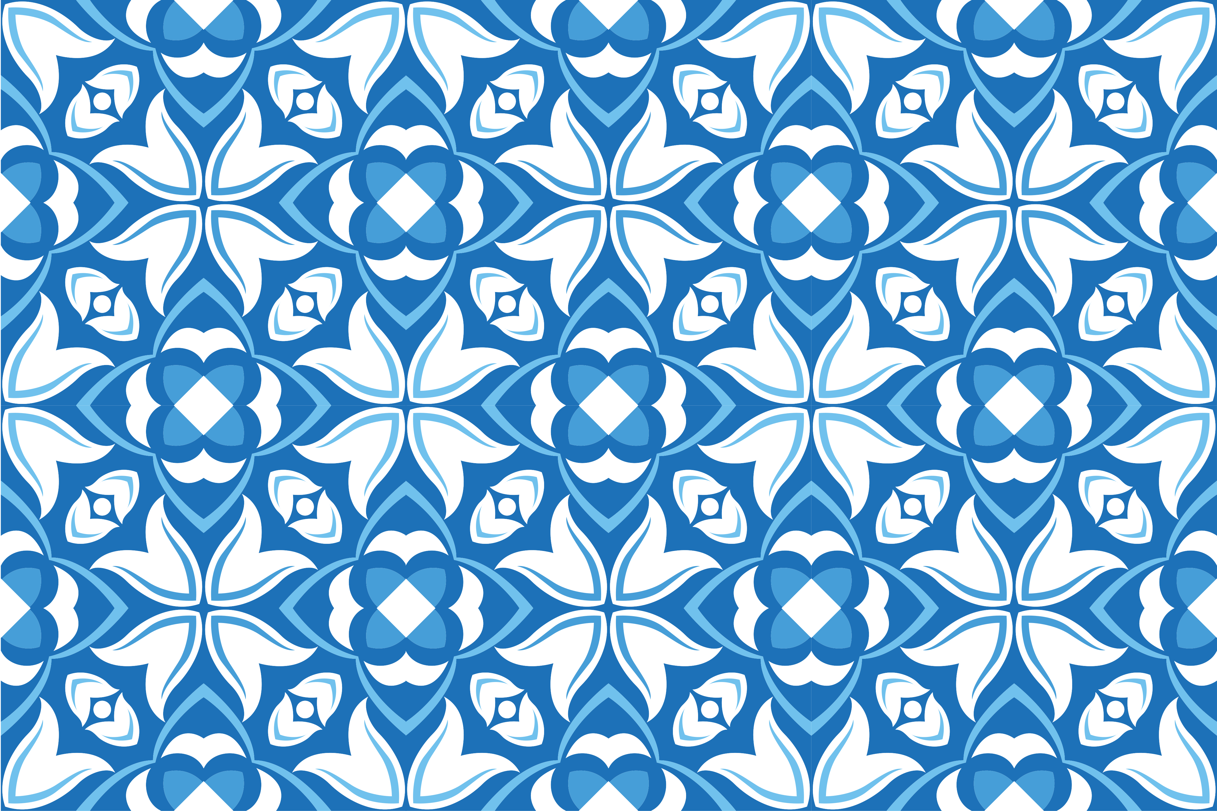 Tapis vinyle carreaux de ciment motif de fleurs d'azur - TenStickers
