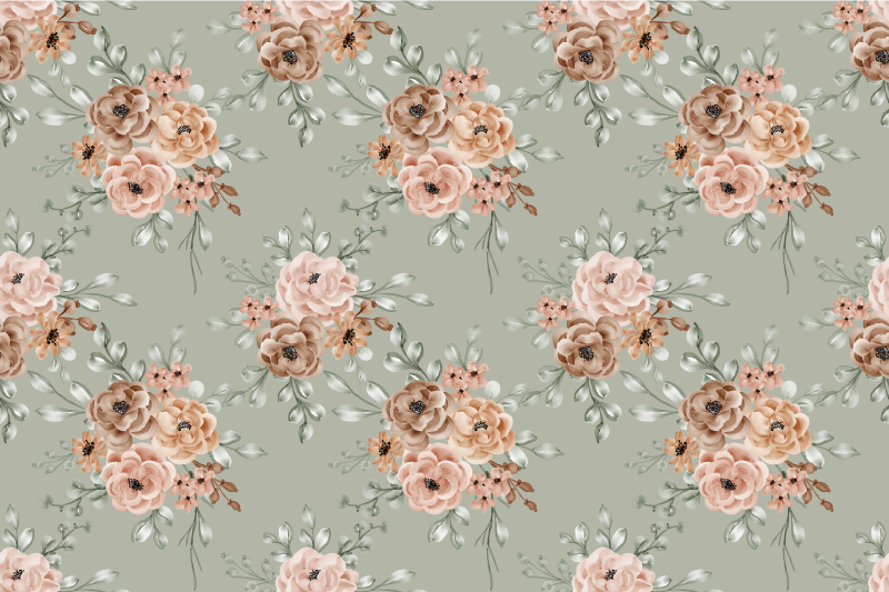 Tapis vinyle fleurs et plantes motif aux couleurs pastel - TenStickers