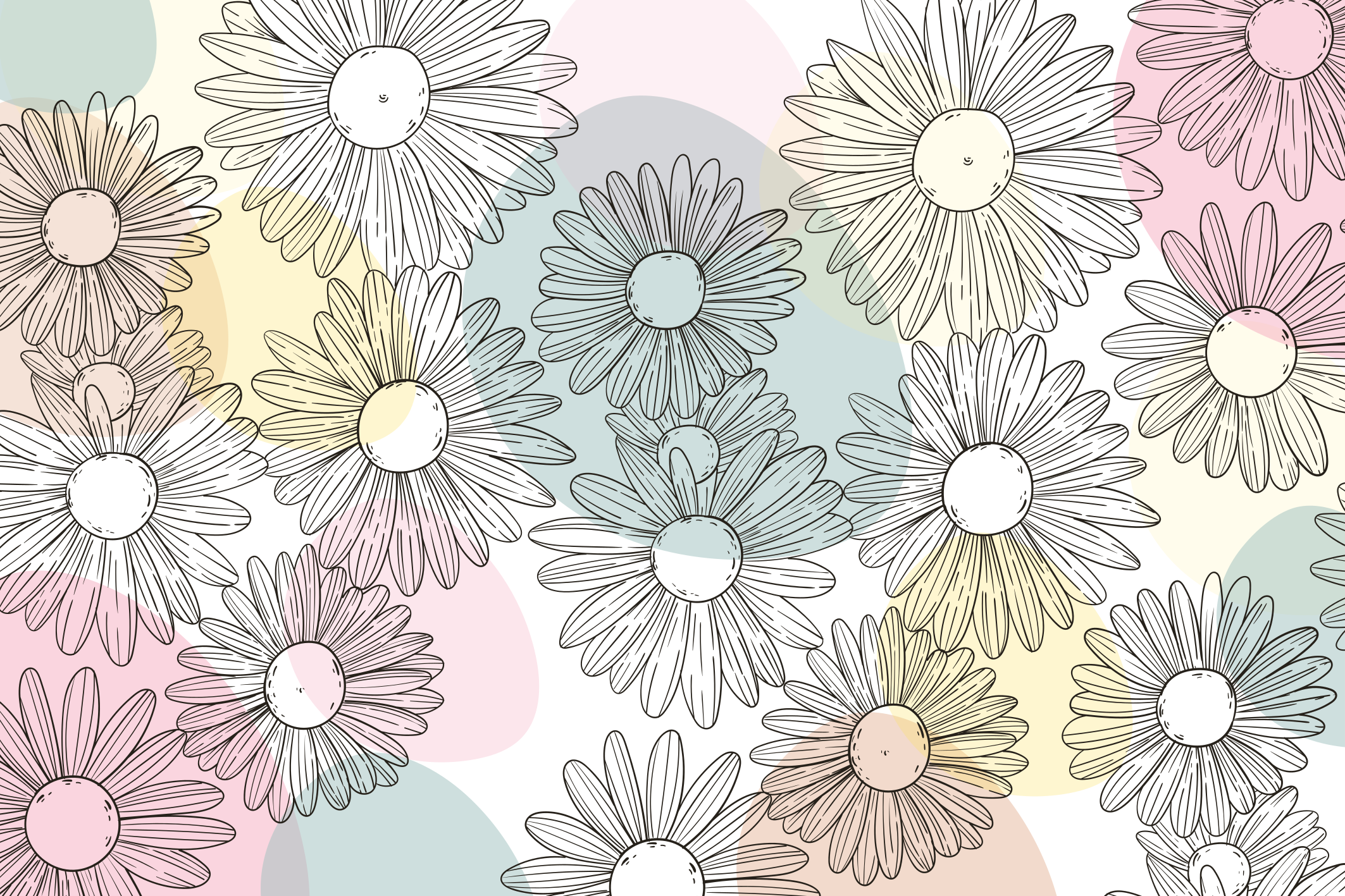 Tapis vinyle fleurs et plantes design marguerite aquarella - TenStickers