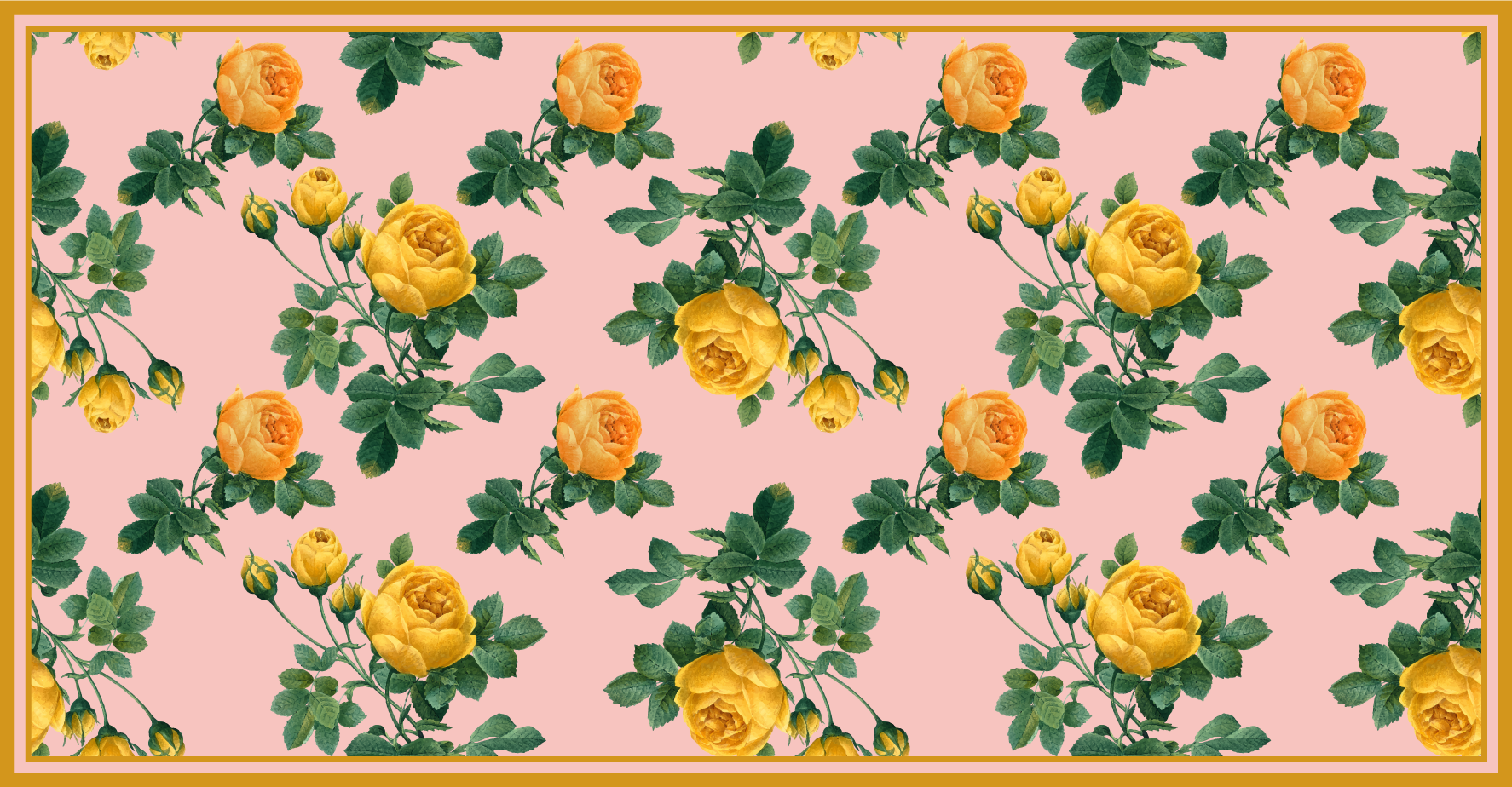 Tapis vinyle fleurs et plantes rose jaune botanique - TenStickers