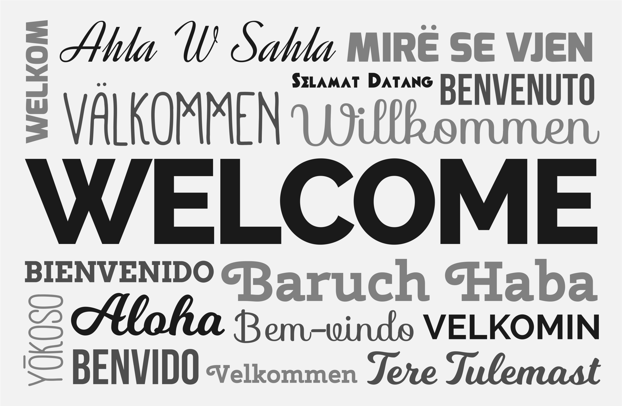 Tapis vinyle entrée Bienvenue en plusieurs langues - TenStickers