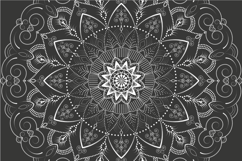 Tapis vinyle mandala symétrie tons noirs - TenStickers