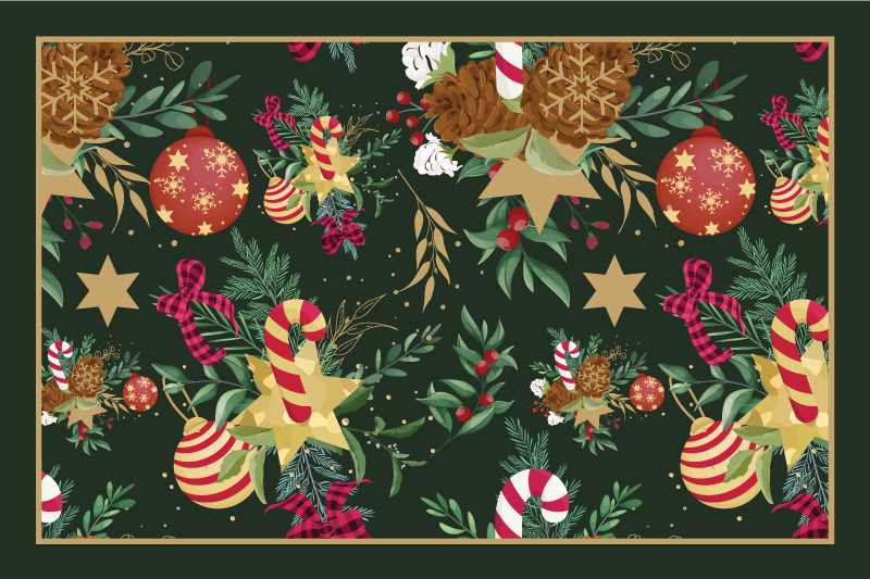 Tapis vinyle noël motifs de vacances festives - TenStickers