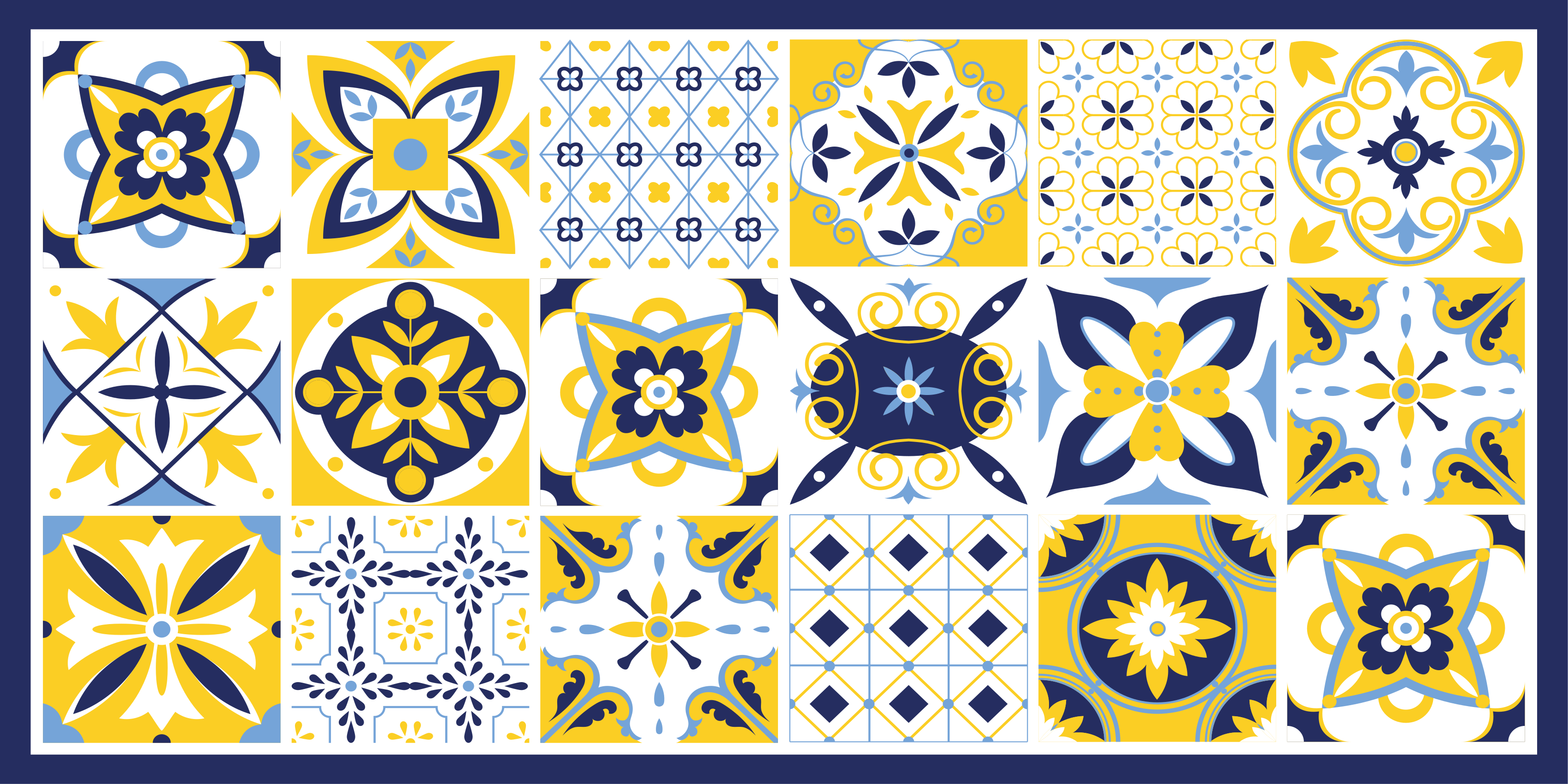 Tapis vinyle carreaux Style portugais bleu - TenStickers