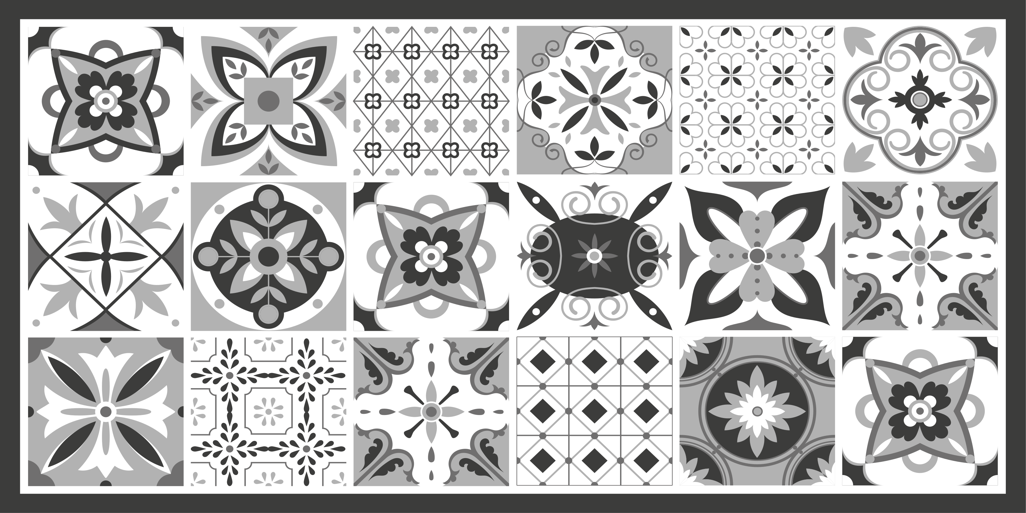 Tapis vinyle carreaux de ciment motifs tons gris - TenStickers