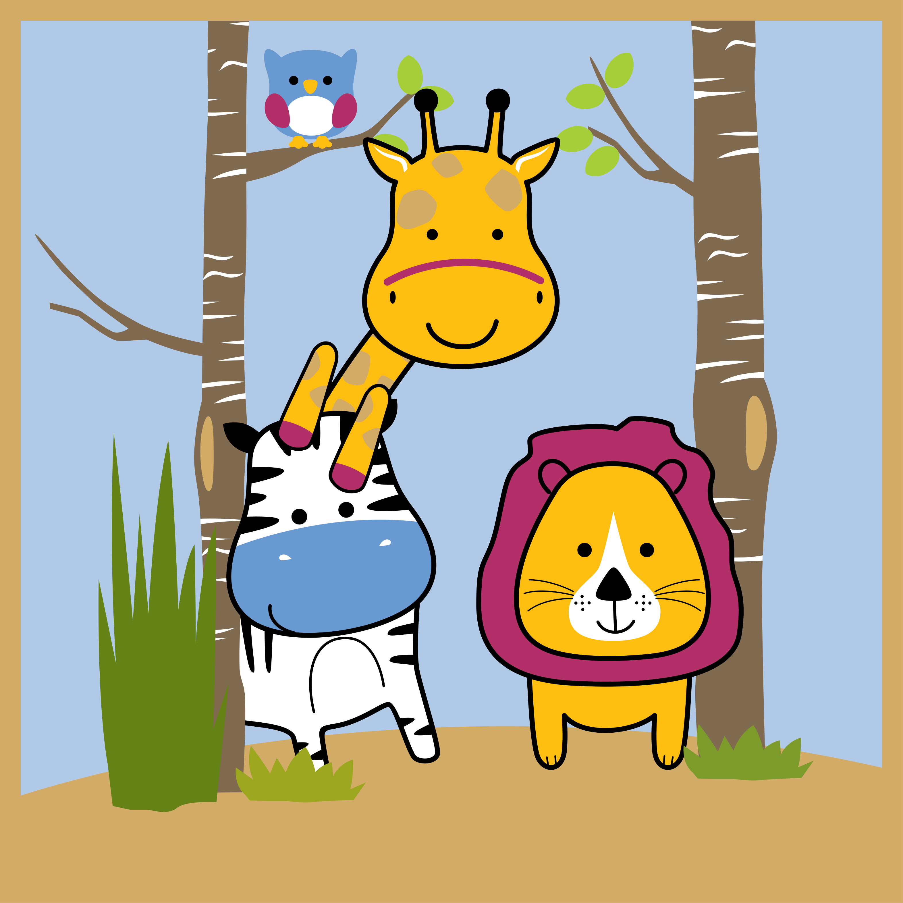 Tapis vinyle pour enfants personnages animaux - TenStickers