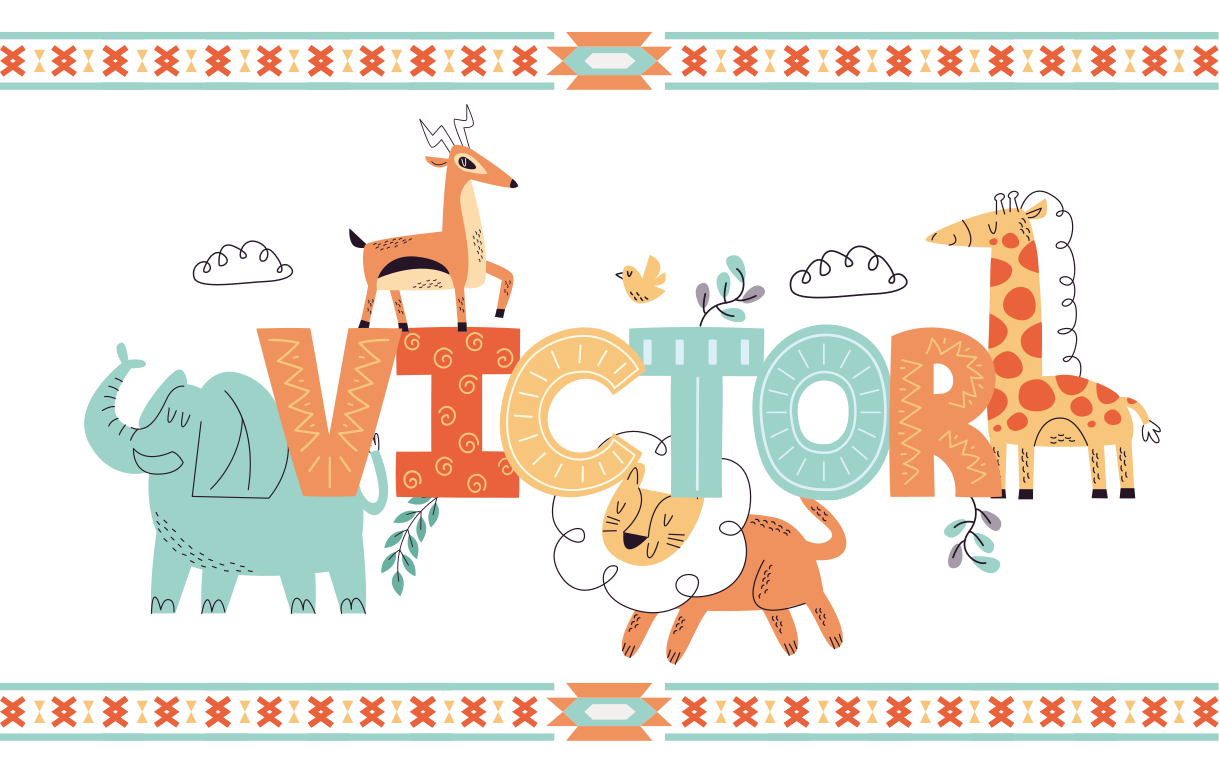 Tapis vinyle avec nom thème safari personnalisé - TenStickers