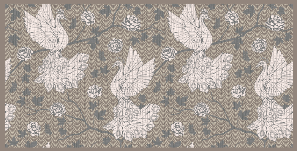 Tapis vinyle animal scène de jardin de grue - TenStickers