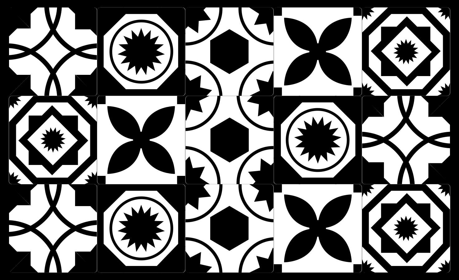 Tapis vinyle carreaux de ciment motifs contrastés - TenStickers