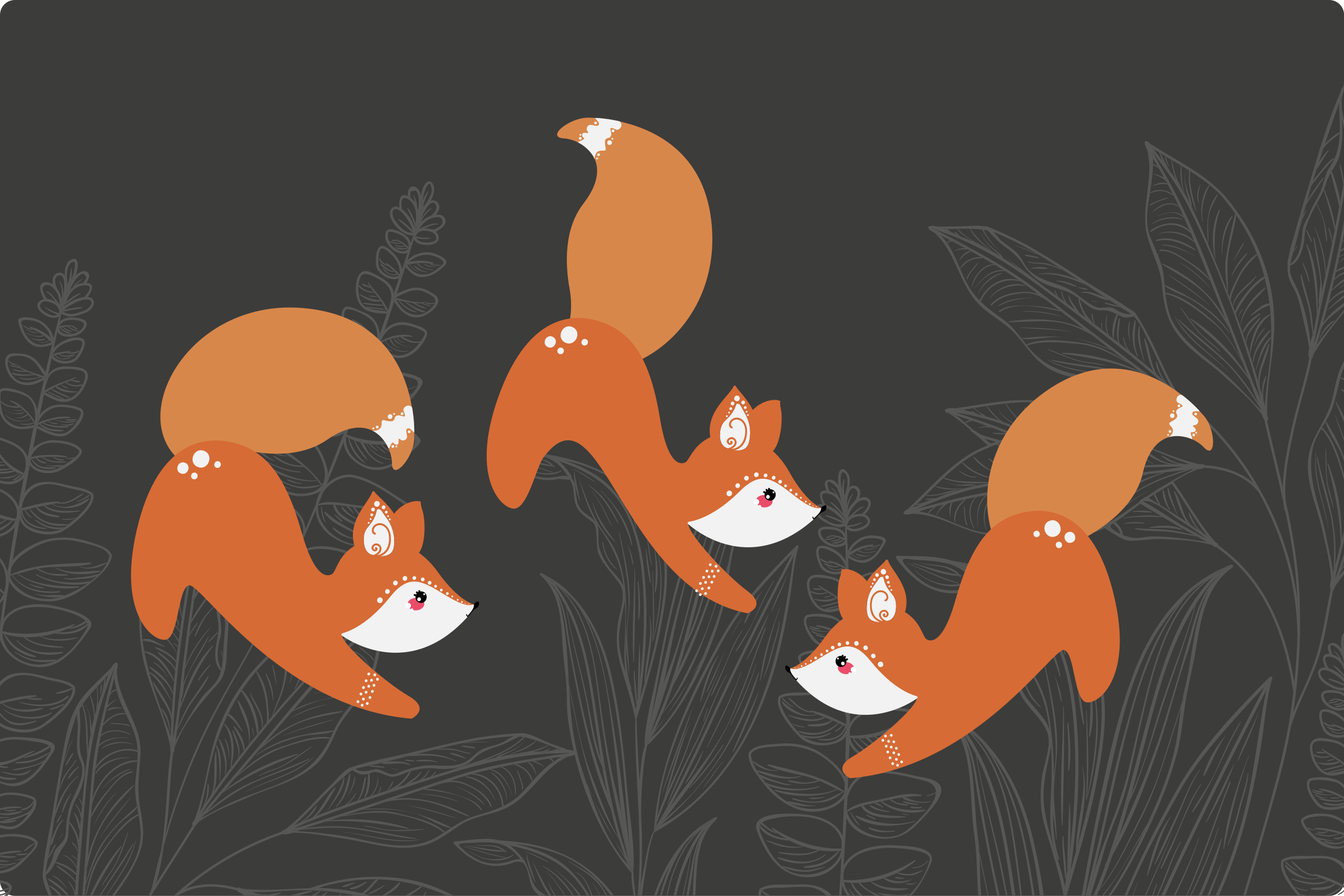 Tapis vinyle animal motif de renards joueurs - TenStickers