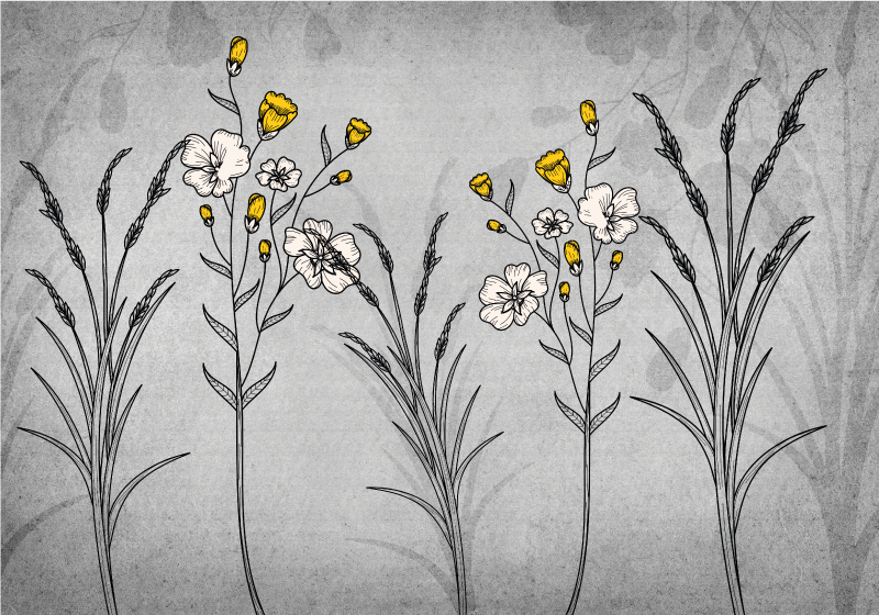 Tapis vinyle salon Plantes grises de style scandinave - TenStickers