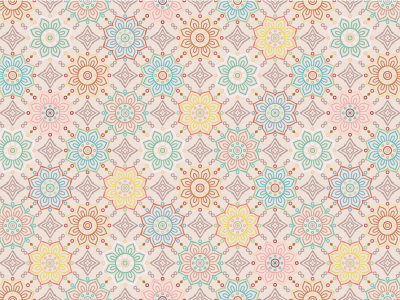 Tapis vinyle fleurs et plantes mandala géométrique coloré - TenStickers