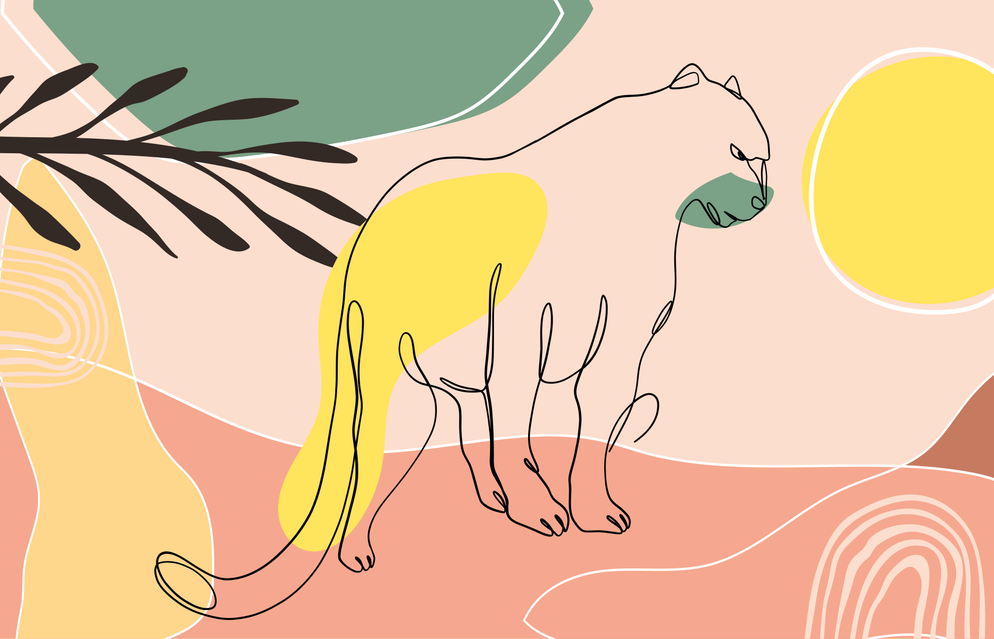 Tapis vinyle animal Panthère dessinée à la main - TenStickers