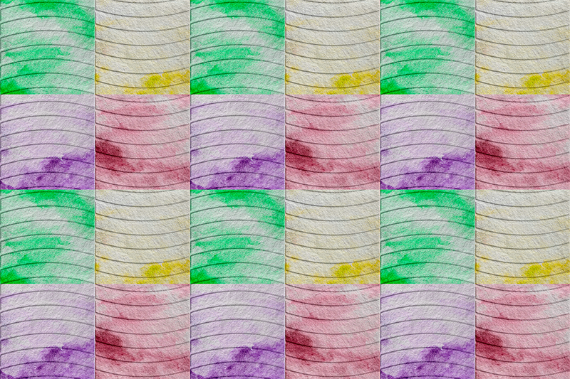 Tapis vinyle salon pavés vagues colorés - TenStickers