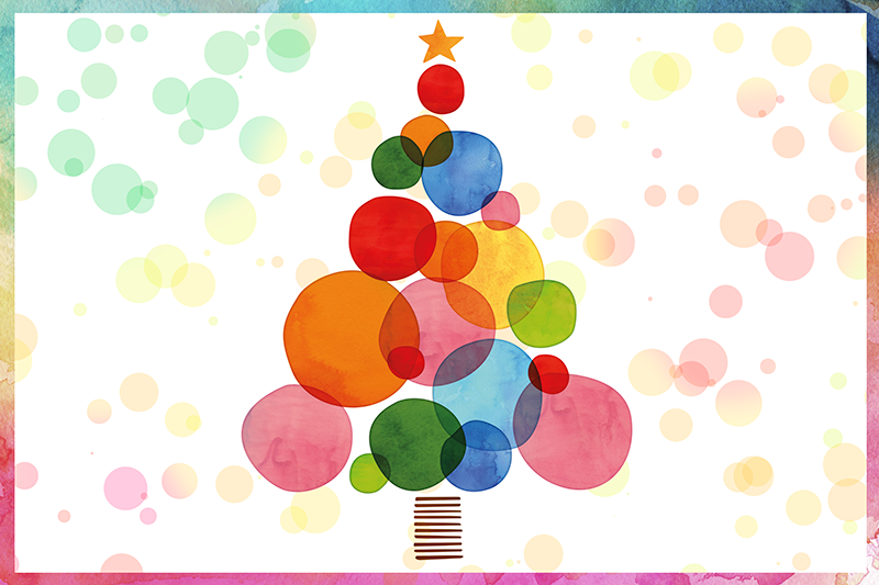 Tapis vinyle sapin de Noël aquarelle - TenStickers