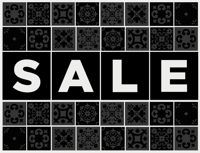 Tapis vinyle noir modèle carreaux texte vente - TenStickers