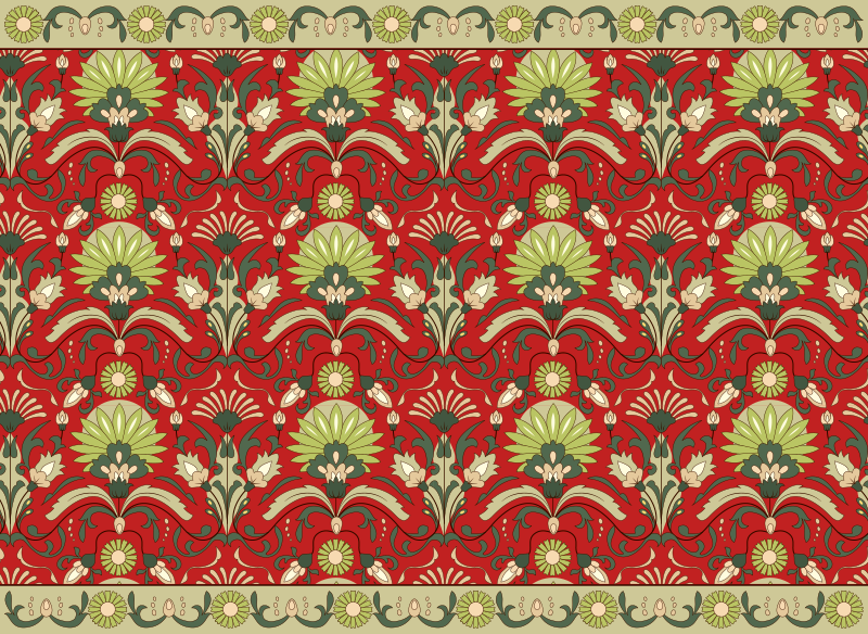 Tapis vinyle salle à manger motif vert traditionnel - TenStickers