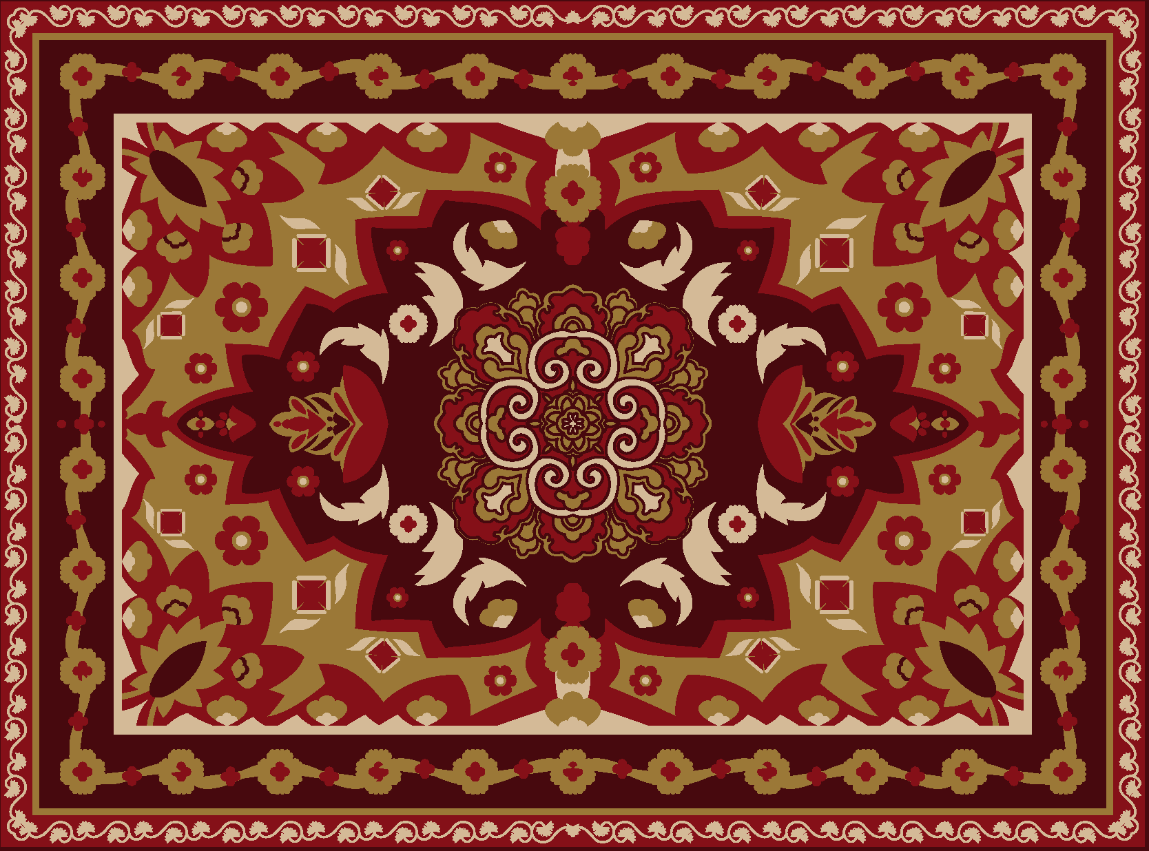 Tapis vinyle salle à manger motif vintage géométrique floral - TenStickers