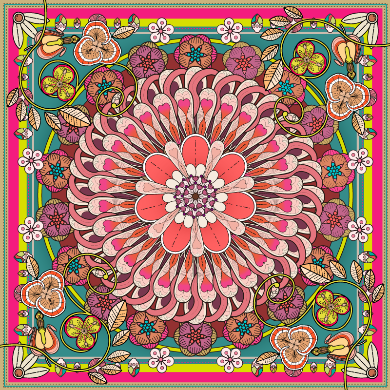 Tapis vinyle mandala fleur de mandala - TenStickers