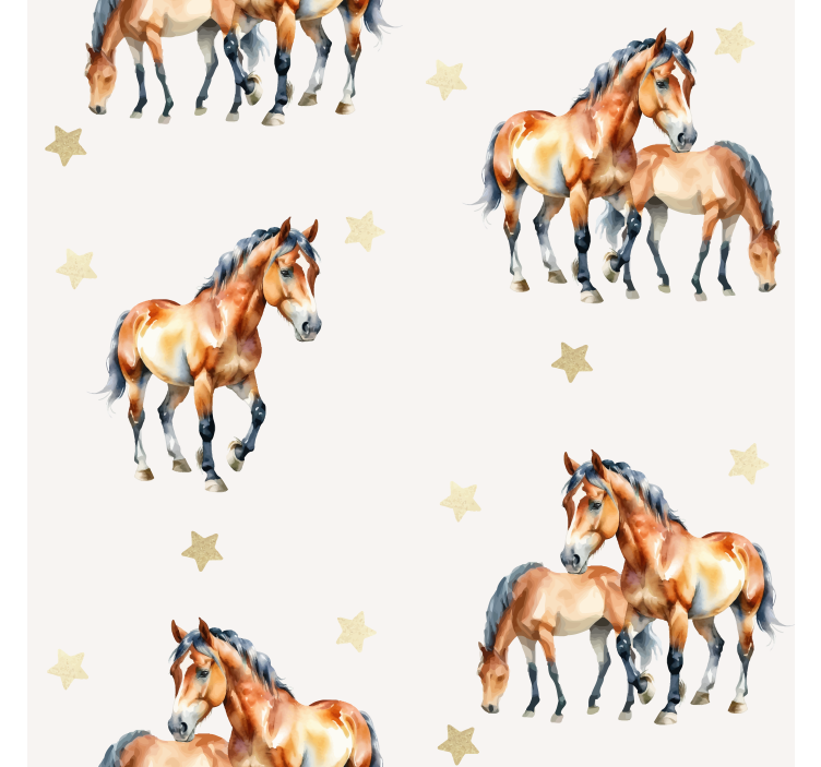 Papier peint chevaux juments et poulains - TenStickers