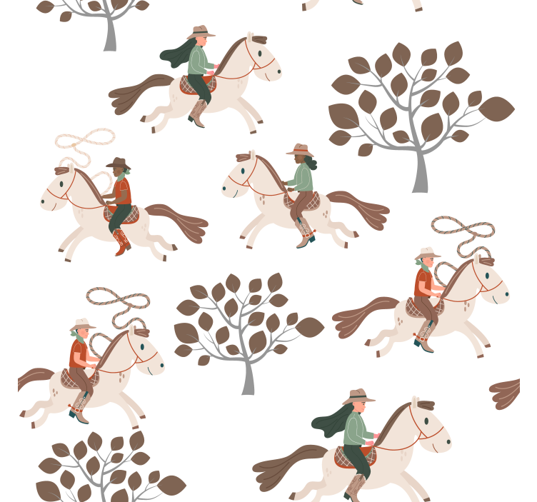 Papier peint chevaux équitation dans la forêt - TenStickers