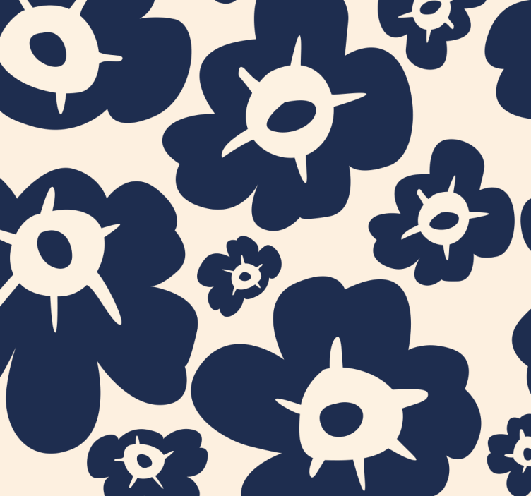 Papier peint floral coquelicot bleu foncé - TenStickers