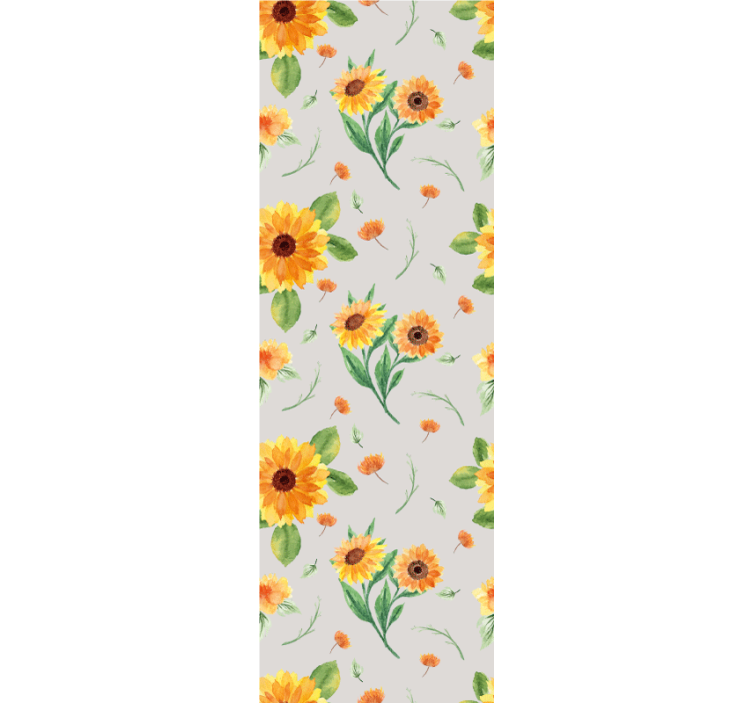 Papier peint floral motif tournesol gris - TenStickers
