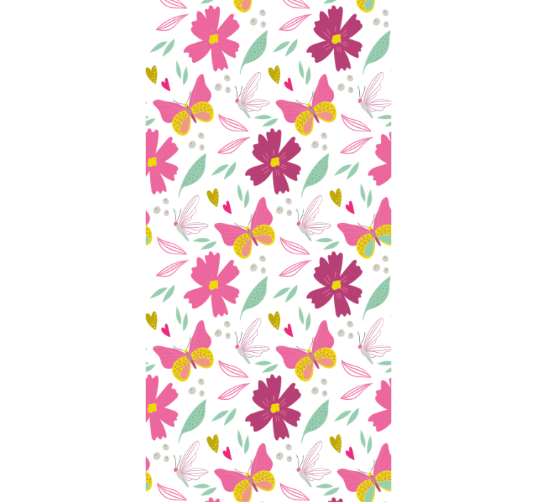 Papier peint papillons motif floral coloré - TenStickers