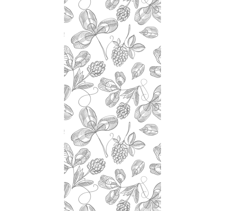 Papier peint feuillage motif de conception gris et blanc - TenStickers