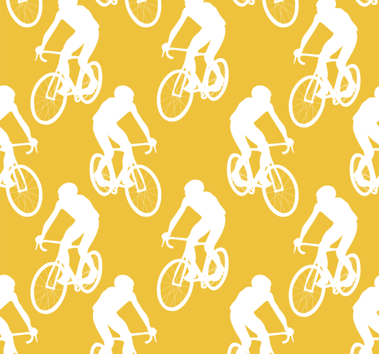 Papier peint jaune cyclistes - TenStickers