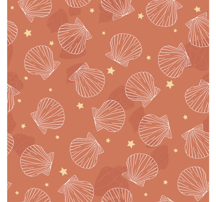 Papier peint ornemental motif coquillage - TenStickers