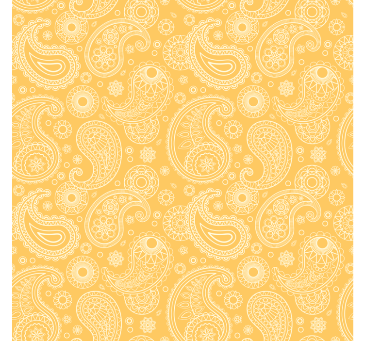 Papier peint salon motif paisley jaune arabe - TenStickers