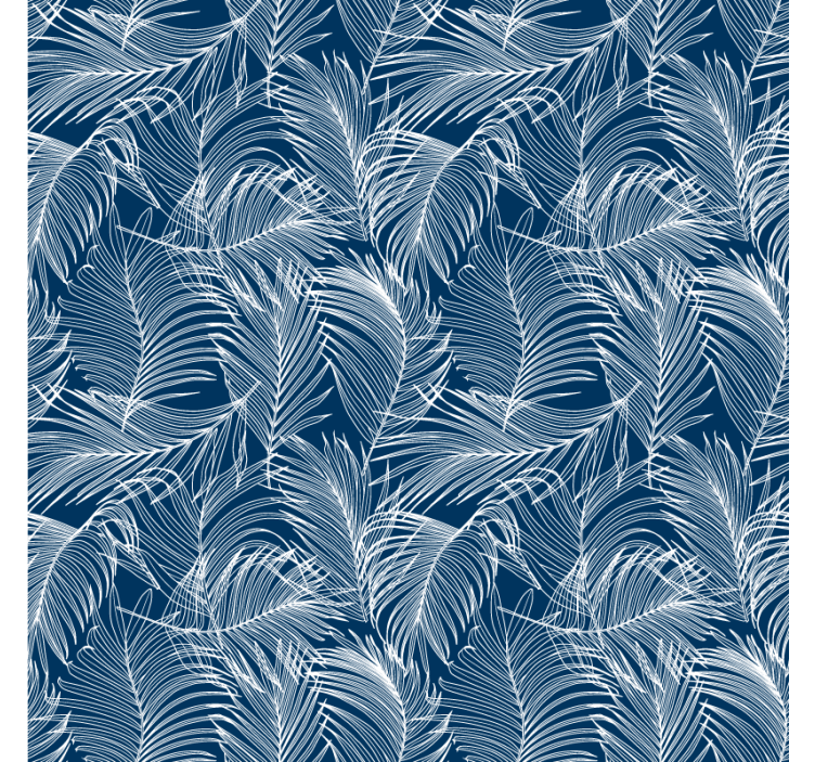 Papier peint feuillage feuilles bleues contour blanc - TenStickers
