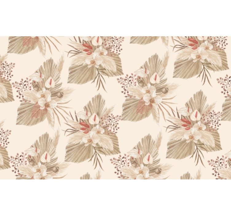 Papier peint salon fleurs séchées et herbe de la pampa - TenStickers