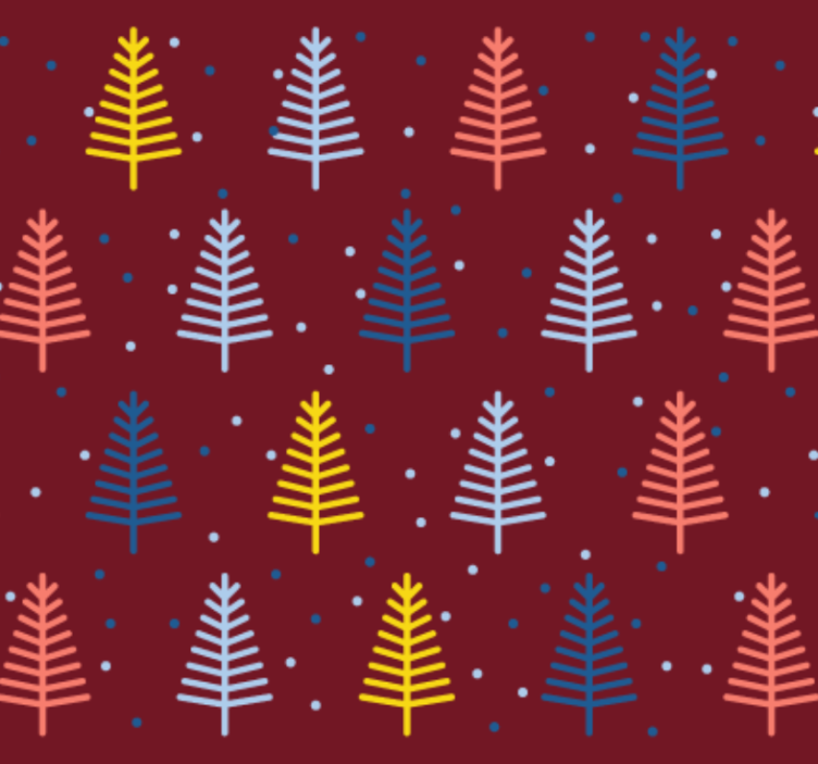 Papier peint noël motif arbres rouges - TenStickers