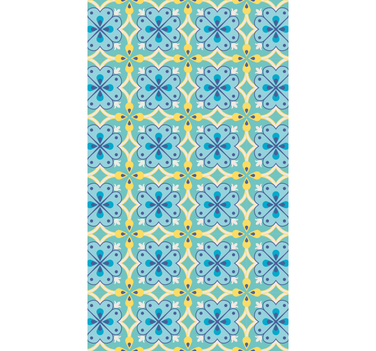 Papier peint carreaux de ciment éléments floraux - TenStickers