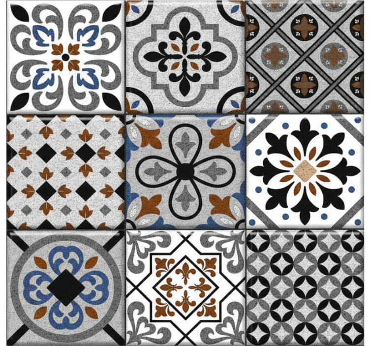 Papier peint carreaux de ciment design marocain foncé - TenStickers