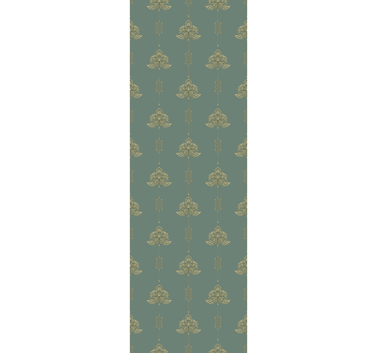 Papier peint classique motif art nouveau teal fleurs dorées - TenStickers