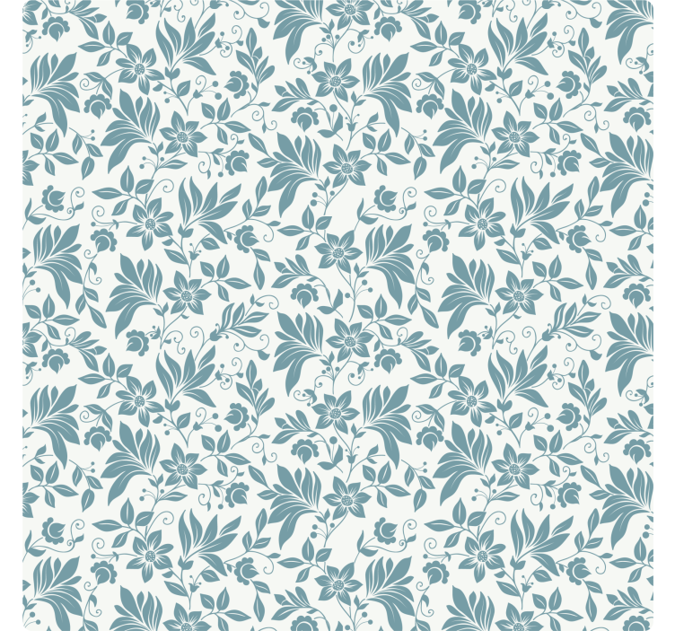 Papier peint carreaux de ciment turquoise floral - TenStickers