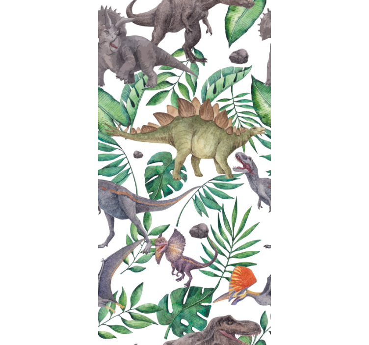 Papier peint dinosaures motif aquarelle jurassique - TenStickers