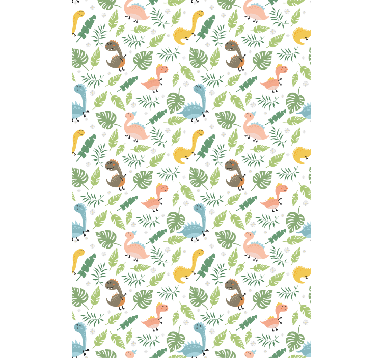Papier peint dinosaures forêt pastel avec motifs dinosaures - TenStickers