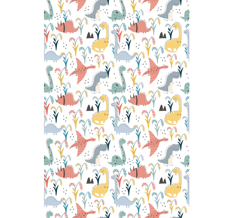 Papier peint dinosaures motif scandinave coloré - TenStickers