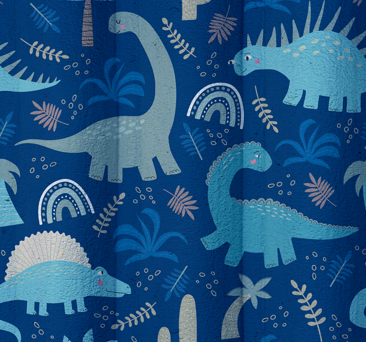 Papier peint dinosaures nuances de bleu - TenStickers