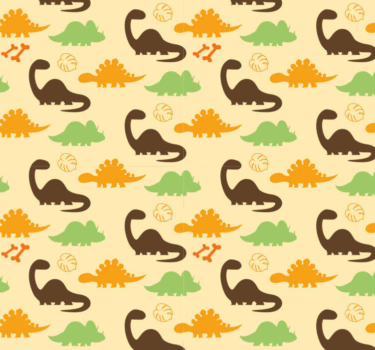 Papier peint dinosaures fond beige - TenStickers