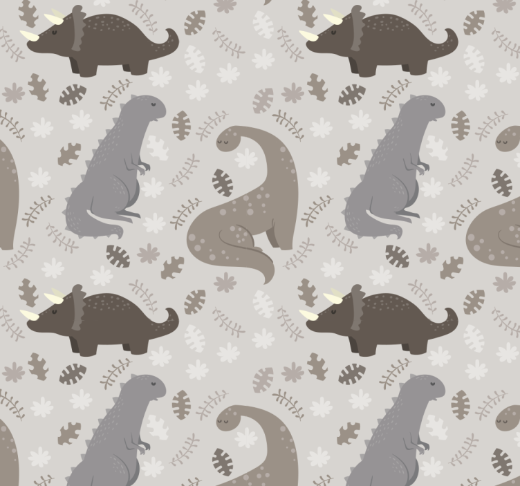 Papier peint dinosaures motif gris - TenStickers